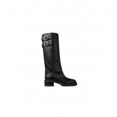 JIMMY CHOO BROOKLYN KNEE BOOT 50 BLACK LEATHER KNEE-HIGH BOOTS BROOKLYNKB50WLZ